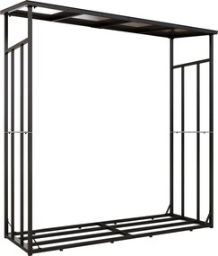 Outsunny Adăpost pentru lemne suport exterior sarcină maximă 2000 kg cu husă de protecție impermeabilă 185 x 62 x 184 cm negru | Aosom Romania