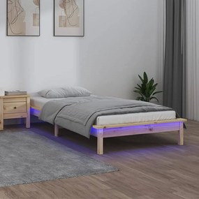 820591 vidaXL Cadru de pat cu LED, 90x200 cm, lemn masiv