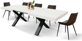 Masa Linda extensibila, blat PAL - BLAT ALB, PICIOR NEGRU - 160 cm / 90 cm / h 77