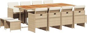 vidaXL Set mobilier de grădină cu perne, 13 piese, bej, poliratan