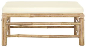 313147 vidaXL Taburet de grădină cu pernă alb crem, bambus