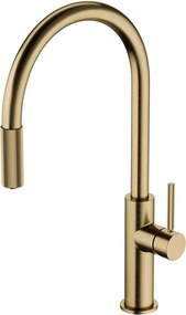 Baterie bucatarie cu dus extractibil Omnires Switch cu sistem filtrare apa finisaj bronz antichizat periat