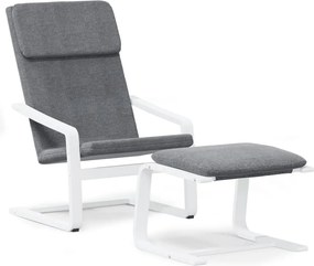 vidaXL Scaun de relaxare cu taburet, gri deschis, textil