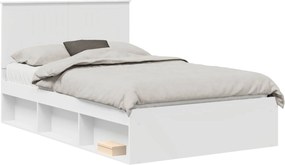 vidaXL Cadru de pat cu headboard Alb 120 x 200 cm Lemn de pin masiv