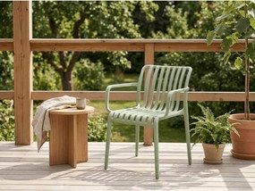 Set de gradina TREGO ISLAND - 4 scaune cu brate si masa rotunda ø 90 cm, verde