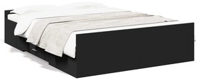 3280315 vidaXL Cadru de pat cu sertare, negru, 135x190 cm, lemn prelucrat