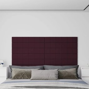 Panouri de perete 12 buc. violet 90x15 cm textil 1,62 m   12, Violet, 90 x 15 cm