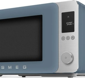 Cuptor cu microunde combinat cu aer cald SMEG Collezione MOC02SBMEU, 900 W, 27 l, 25 de programe, închidere lentă, setări personalizate, albastru