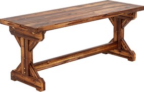 Outsunny Bancă de Grădină cu 2 Locuri din Lemn de Brad cu Bază în Formă de X, Bancă Rustică pentru Exterior Fără Spătar, pentru Patio, Verandă, Balcon, 114L x 40l x 46h cm, Finisaj Carbonizat | Aosom Romania