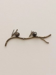 Cuier din lemn de alama, cu 2 agatatori, Pinecone