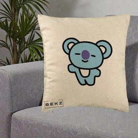 Perna Personalizata BT21 Koya Kawaii, 40x40 cm, Bej, Husa Detasabila, Perna Inclusa, BEKZ®