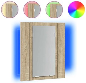 vidaXL Dulap de baie cu oglindă și LED, stejar Sonoma, 40x12x45 acril