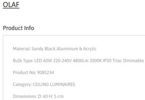 Plafoniera LED dimabila design circular OLAF neagra 60cm