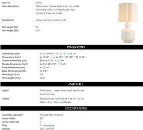 Veioza, Lampa de masa LUX, Ceramica, Alb, Lorena