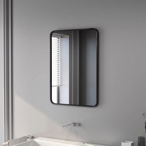 HOMCOM Oglindă de baie cu ramă metalică și agățătoare, 50x2.5x70 cm, negru | Aosom Romania