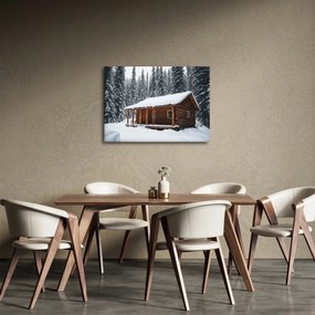Tablou - Cabană acoperită de zăpadă (70x50 cm)
