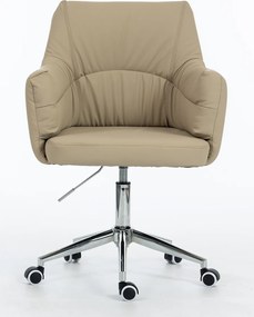 HR840K Scaun Crem Piele Ecologica Premium Soft cu Bază Cromata