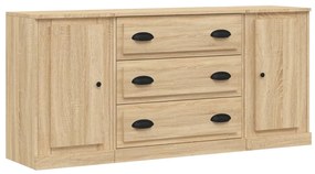 3185250 vidaXL Servante, 3 piese, stejar sonoma, lemn prelucrat