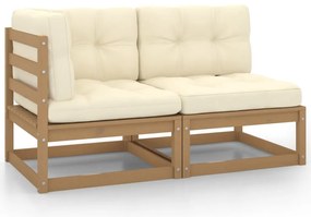 vidaXL Set mobilier grădină&amp;perne 2 piese, maro miere lemn masiv pin
