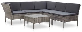 48950 vidaXL Set mobilier de grădină cu perne, 6 piese, gri, poliratan