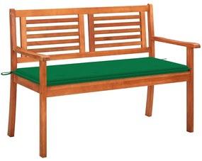 vidaXL Bancă grădină 2 locuri, cu pernă, 120 cm, lemn masiv eucalipt