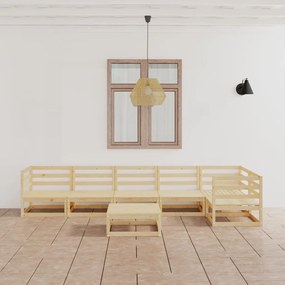 Set mobilier de gradina, 7 piese, lemn masiv de pin Maro, 1, nu