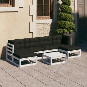 3077120 vidaXL Set mobilier de grădină cu perne, 7 piese, lemn masiv de pin