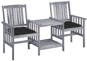 vidaXL Scaune de grădină cu masă de ceai și perne, lemn masiv acacia