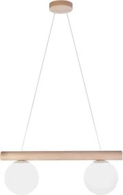 Lustră suspendată pe cablu WOODSTOCK 2xE27/15W/230V lemn/crem