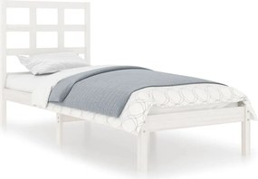 vidaXL Cadru de pat mic single, alb, 75x190 cm, lemn masiv