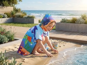 Poncho pentru copii SEA WORLD colorat Dimensiune: 60 x 120 cm