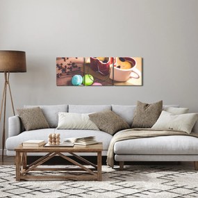 Tablou cu cafea și macarooni (cu ceas) (90x30 cm)