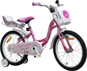 Bicicleta pentru copii NOVOKIDS™ Splend'Or Boom PRO Edition, Cu cosulet pentru papusi, Roti 18" inch, Maxim 50 kg, Cadru din otel, Roti ajutatoare