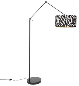Lampă de podea neagră cu abajur cu zebră 50 cm - Editor