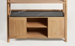 Bibliotecă lemn masiv Steekla si marmura, 152 × 43 × 183 cm - Nuc