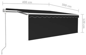 Copertina retractabila automat cu stor, antracit, 4x3 m Antracit, 4 x 3 m