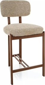 Scaun bar MISAKI H-2, bej/nuc, stofă/metal, 45x44x92 cm