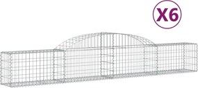vidaXL Coșuri gabion arcuite, 6 buc., 300x30x40/60 cm, fier galvanizat