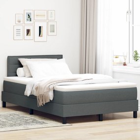 vidaXL Pat cu Arcuri cu Saltea &amp; LED Gri Întunecat 120x190 cm Țesătură