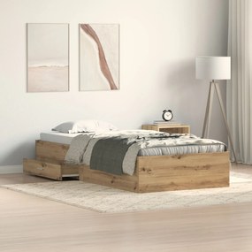 Rama pat vidaXL Artisan Stejar 100x200 cm Lemn prelucrat