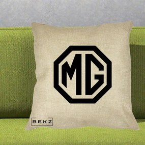 Perna Personalizata cu emblema MG, 40x40 cm, Crem, Husa Detasabila, Perna Inclusa, BEKZ®