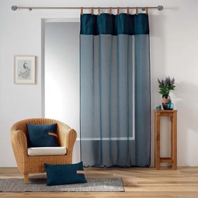 Perdea albastru închisă cu curele din piele MILLERAY 140x240 cm