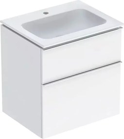 Set dulap baza suspendat Geberit iCon alb lucios 2 sertare maner crom si lavoar 60 cm