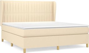 vidaXL Pat continental cu saltea, crem, 180x200 cm, textil