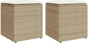 vidaXL Scaune de grădină cu perne 2 buc Bej 40x40x43 cm Poly Ratan