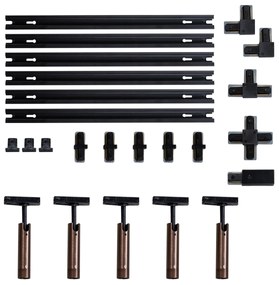 Sistem de iluminat modern pe șină cu 5 spoturi bronz închis monofazat - Iconic Ivy