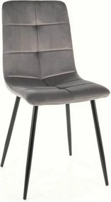 Scaun IVO, gri/negru, stofa catifelata/metal, 45x39x91 cm