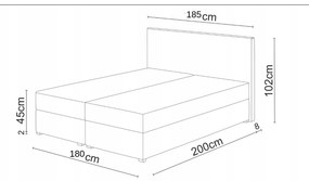 Pat matrimonial Boxspring 180 cm Karen Comfort (bej) (cu saltea și sp. depozitare). 1056013