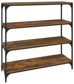 819359 vidaXL Raft de cărți stejar fumuriu 100x33x100 cm lemn prelucrat/ oțel