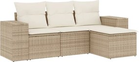 vidaXL Set canapele de grădină, 4 piese, cu perne, bej, poliratan